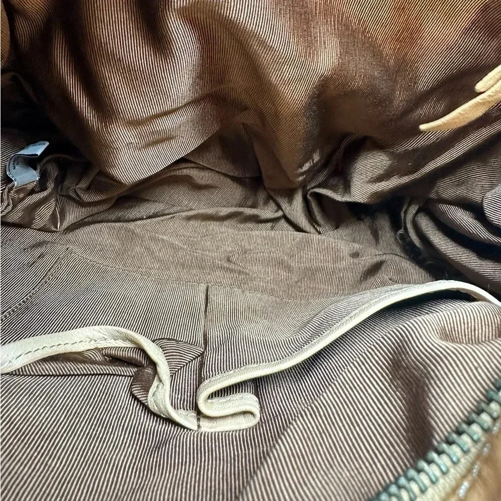 Charles David Camel Brown Leather Large Hobo Handbag Purse